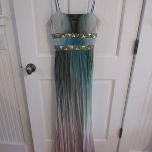 Xscape turquoise jeweled prom dress, size 6